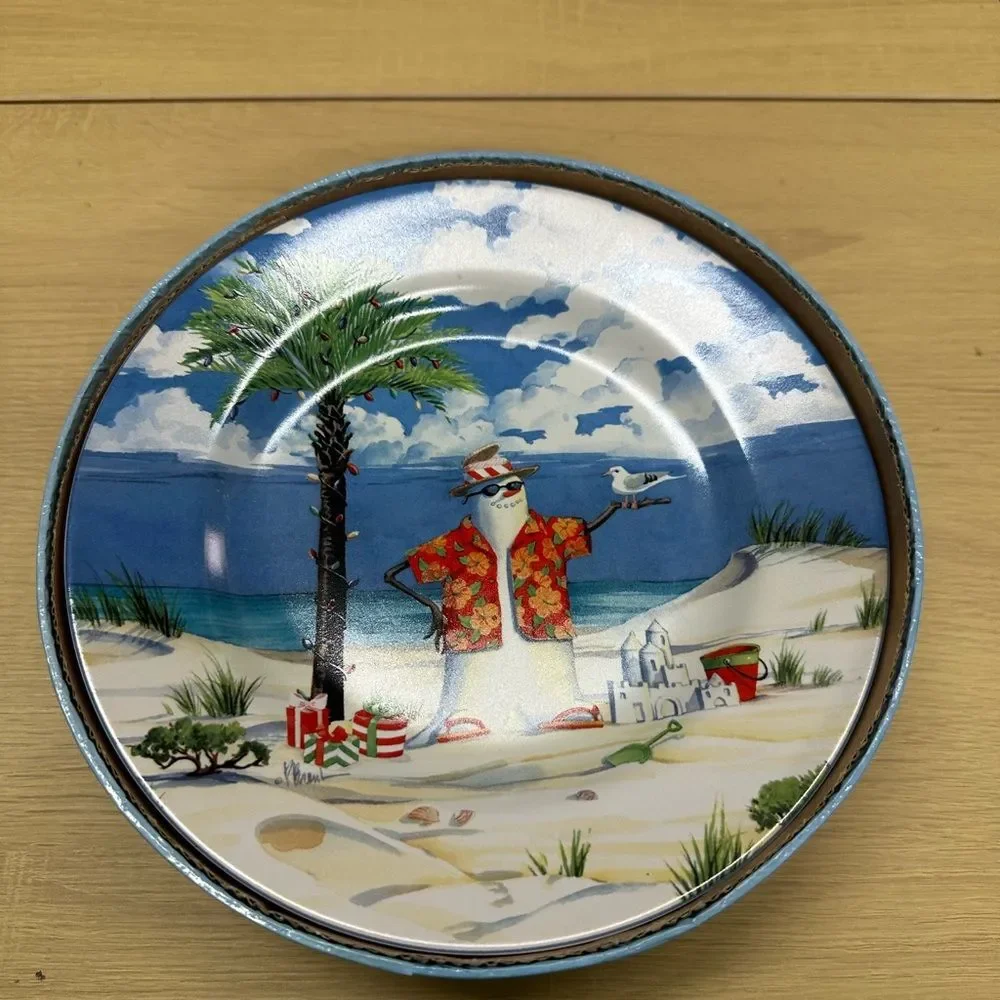 Sunny Holiday by Noble Excellence Set of 4 Stoneware salad/dessert plates EUC